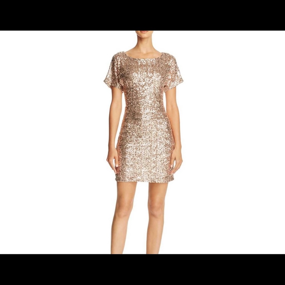 NWT Free People gold sequin open back mini dress - Picture 5 of 5